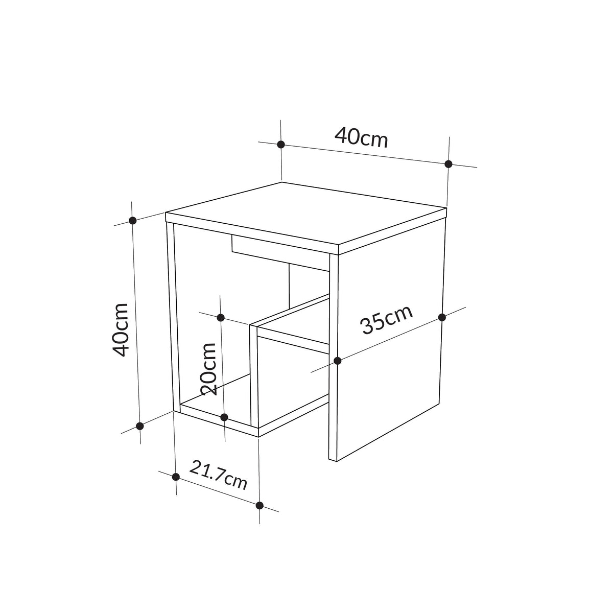 Bon Side Table with Magazine Rack – Compact Modern End Table for Small Spaces