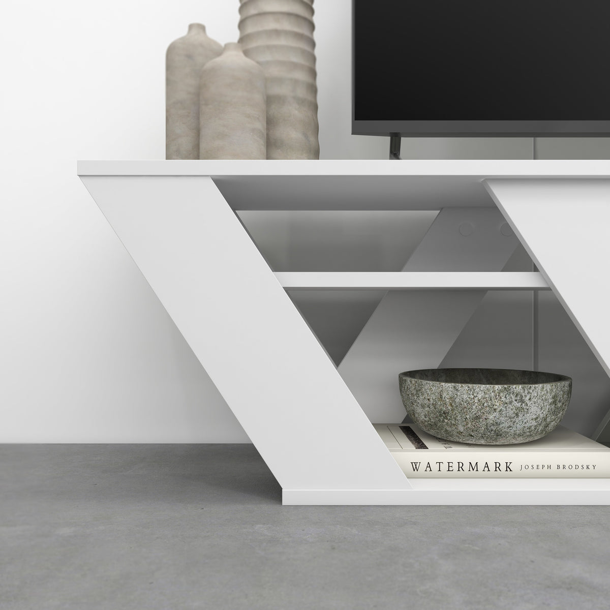 Ralla Modern TV Stand Multimedia Centre With Shelves 158cm