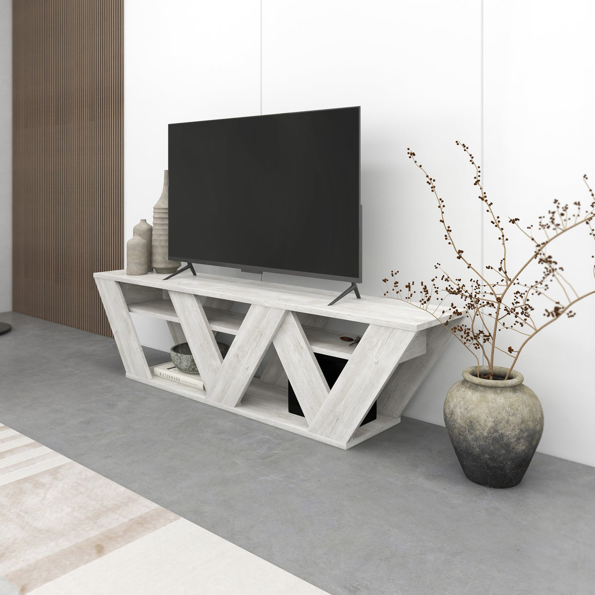 Ralla Modern TV Stand Multimedia Centre With Shelves 158cm