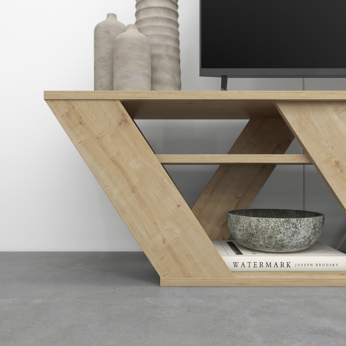 Ralla Modern TV Stand Multimedia Centre With Shelves 158cm