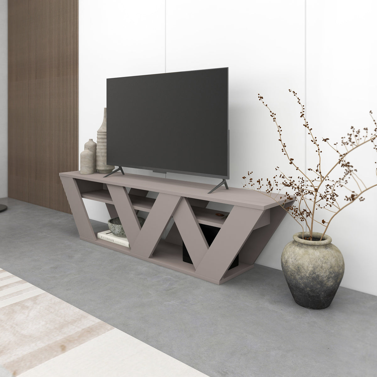 Ralla Modern TV Stand Multimedia Centre With Shelves 158cm