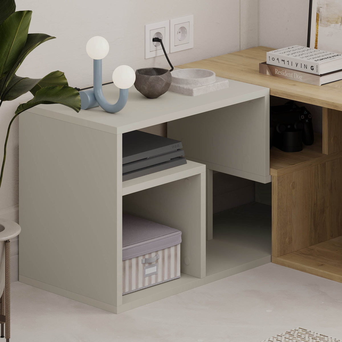 Glis Corner TV Unit – Modern TV Stand with Adjustable Shelves