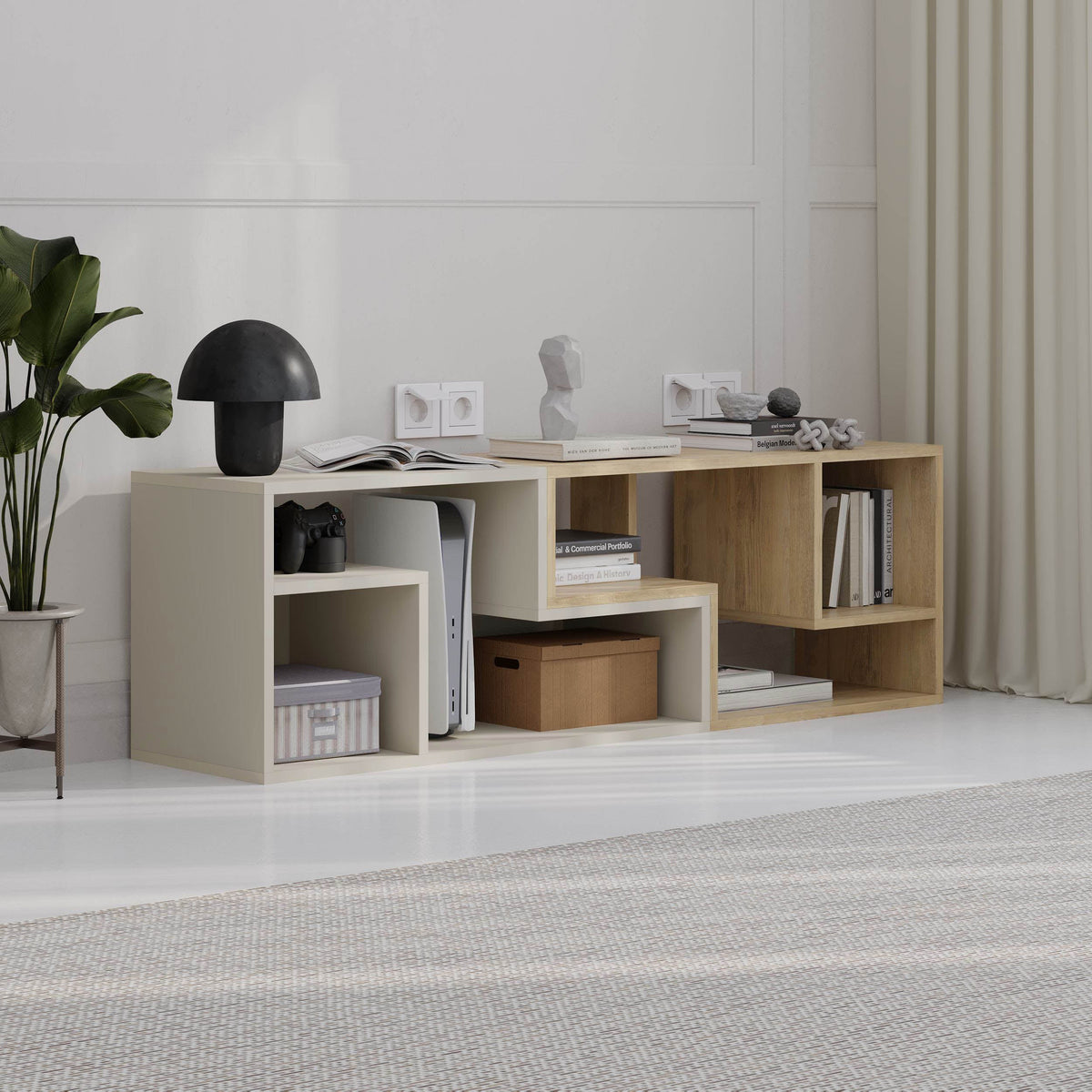 Glis Corner TV Unit – Modern TV Stand with Adjustable Shelves