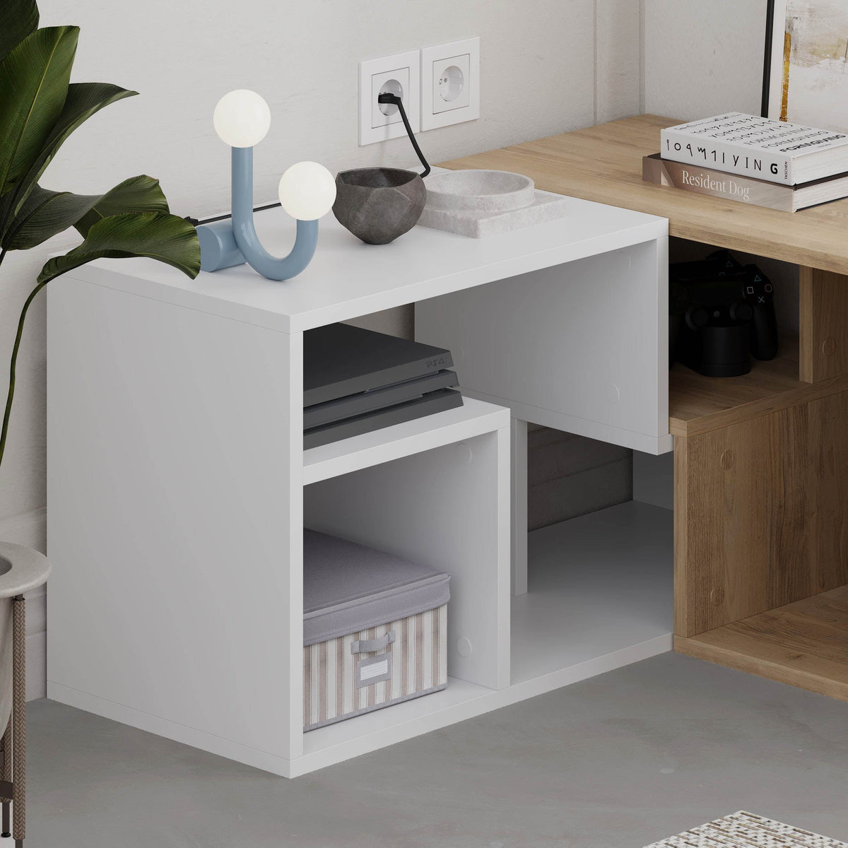 Glis Corner TV Unit – Modern TV Stand with Adjustable Shelves