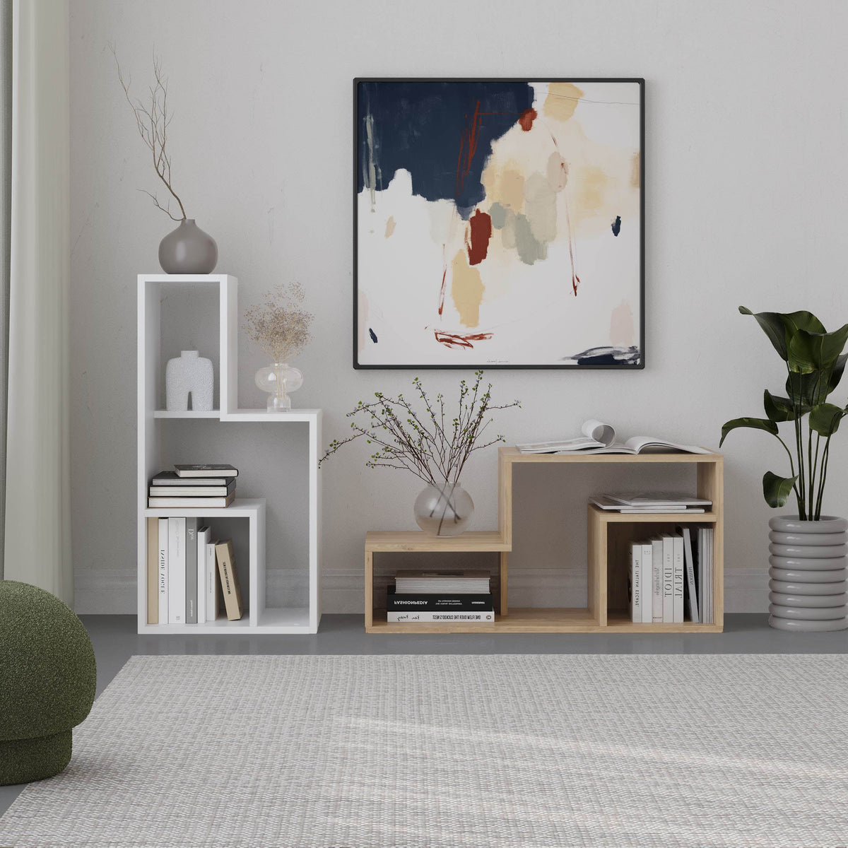 Glis Corner TV Unit – Modern TV Stand with Adjustable Shelves