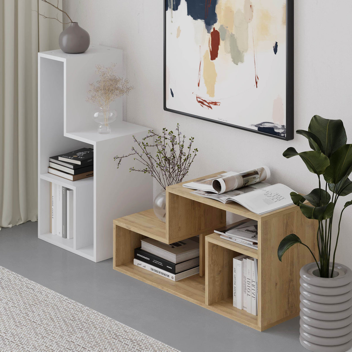 Glis Corner TV Unit – Modern TV Stand with Adjustable Shelves