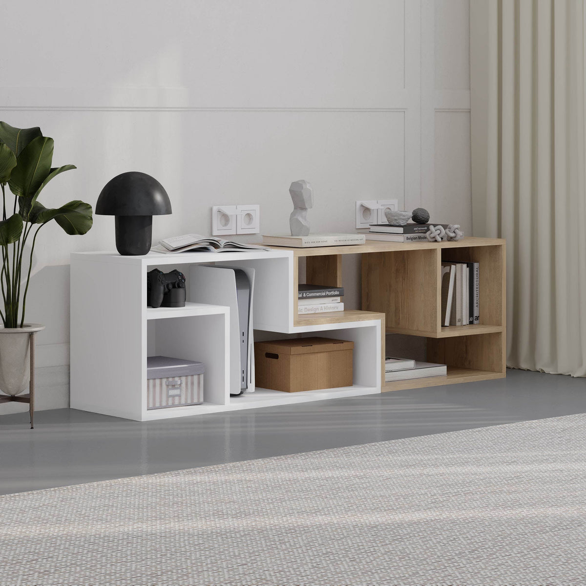Glis Corner TV Unit – Modern TV Stand with Adjustable Shelves