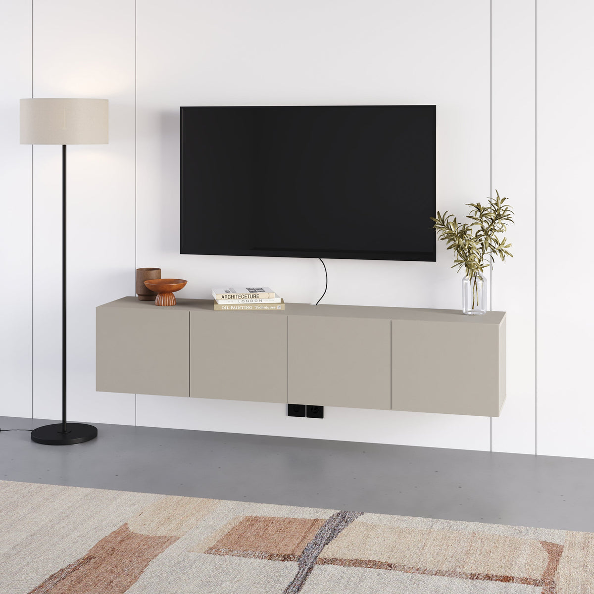 Combe Floating Wall-Mounted TV Unit 180cm (W) Soft-Close 4 Doors