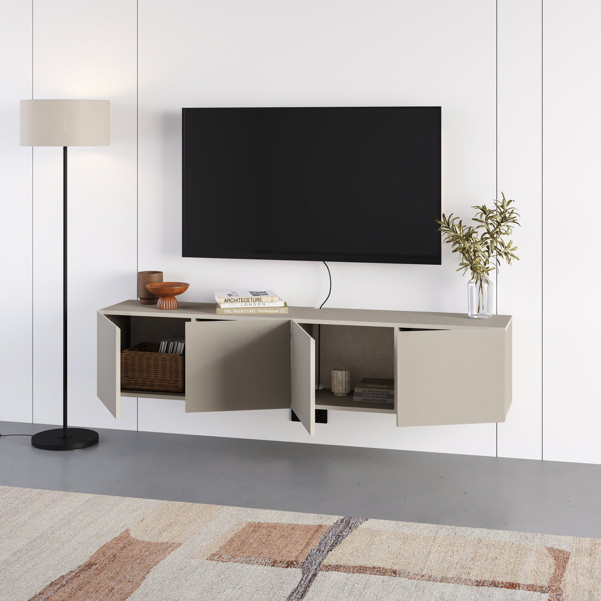 Combe Floating Wall-Mounted TV Unit 180cm (W) Soft-Close 4 Doors