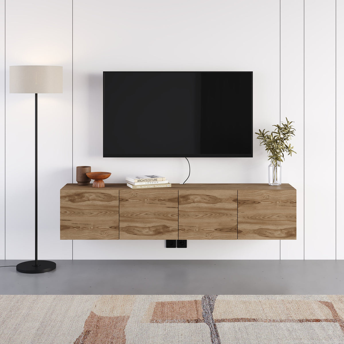 Combe Floating Wall-Mounted TV Unit 180cm (W) Soft-Close 4 Doors