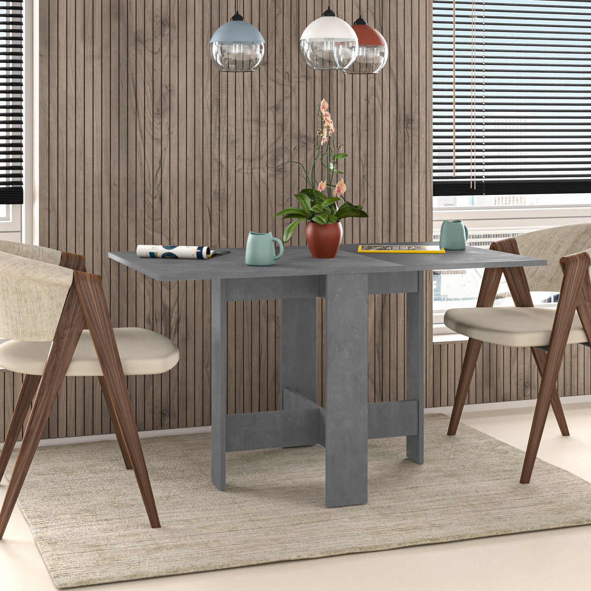 Artemio Dining Table – Foldable – Retro Grey Finish