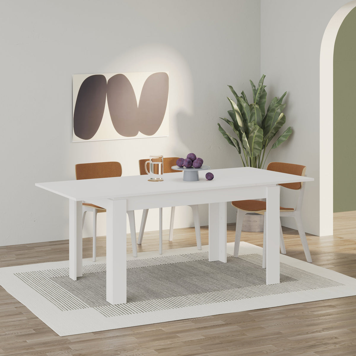 Tolmen Extendable Modern Dining Table – White - 140/190 cm