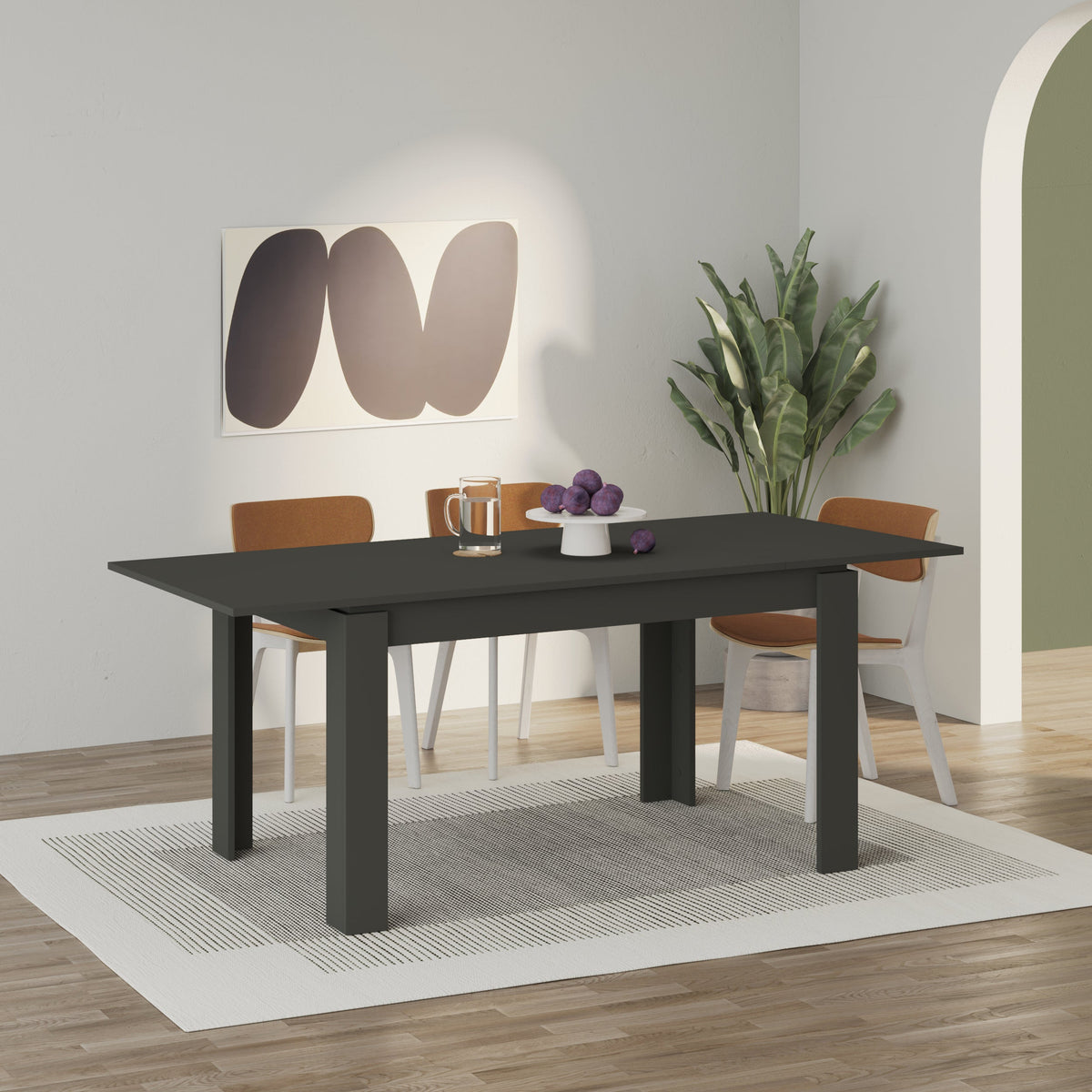Tolmen Extendable Dining Table – Anthracite - 120/170 cm Modern Dining Table