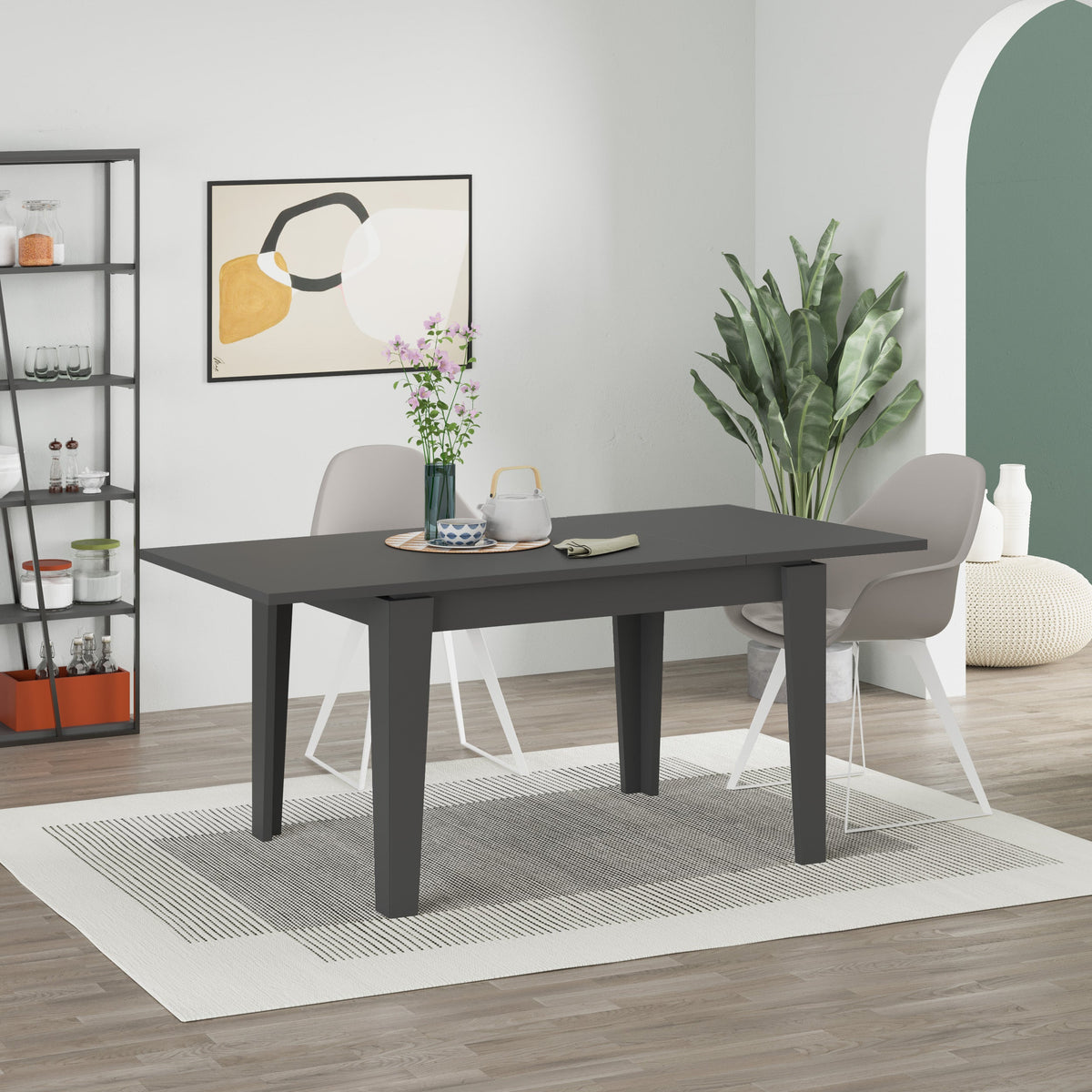 Tolmen Extendable Dining Table – Anthracite - 120/170 cm Modern Dining Table
