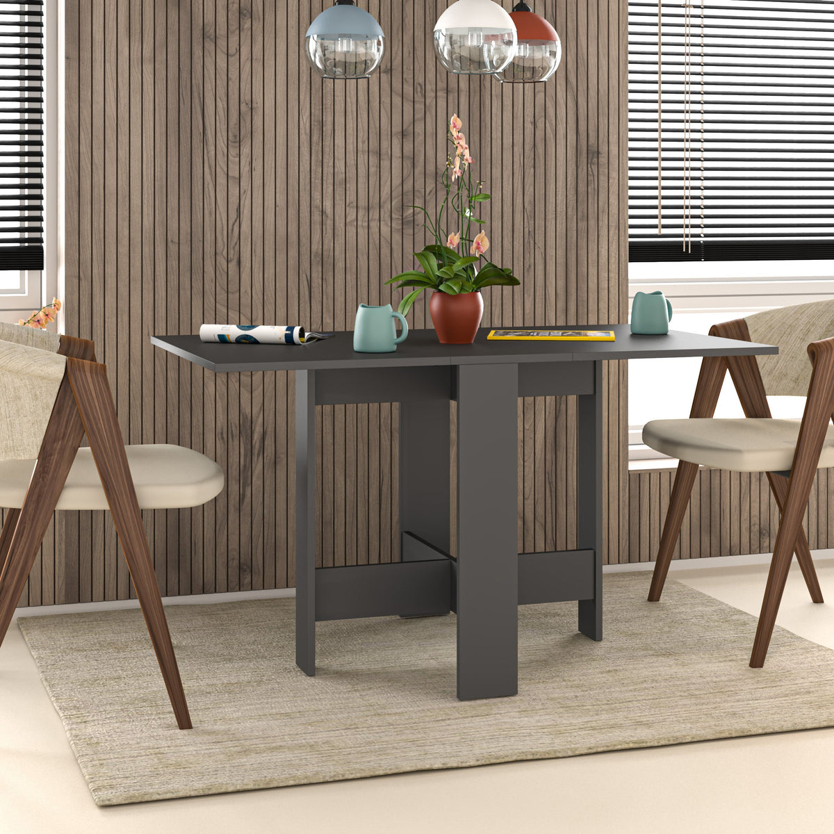 Artemio Dining Table – Foldable – Anthracite Finish