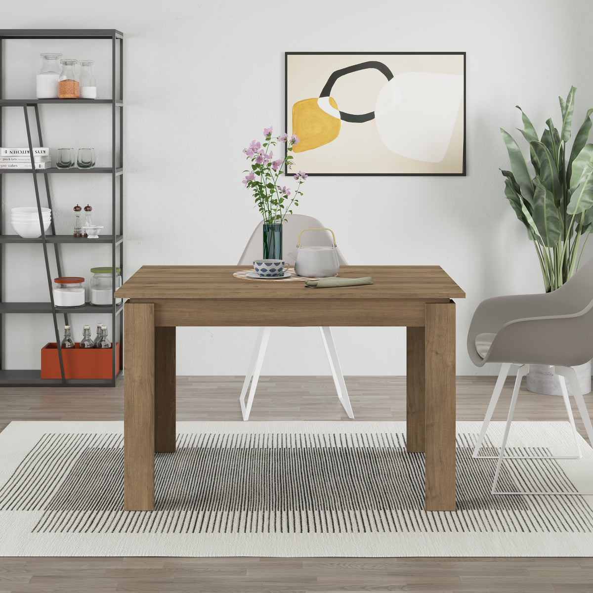 Tolmen Extendable Dining Table – Dark Oak - 120/170 cm Modern Dining Table