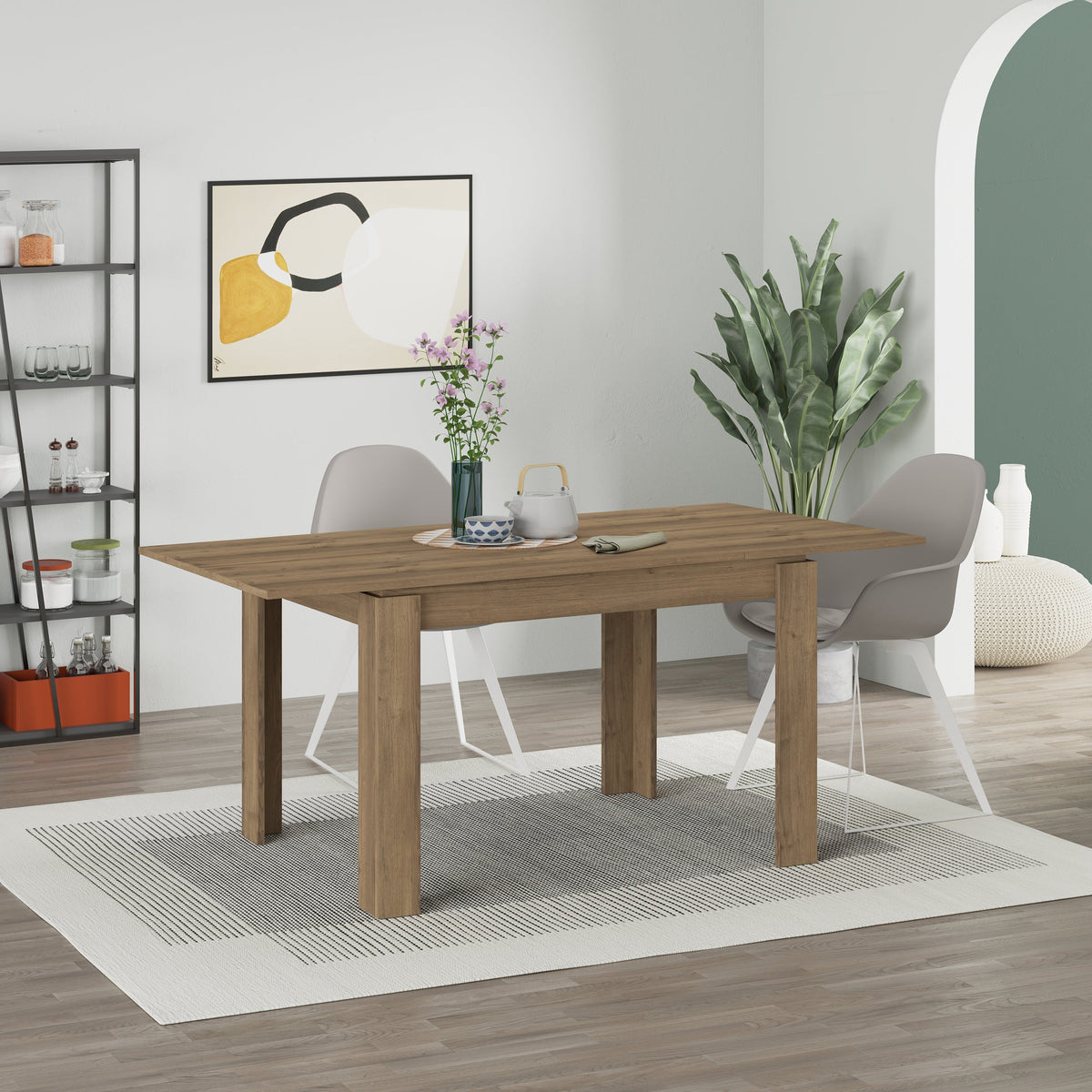 Tolmen Extendable Dining Table – Dark Oak - 120/170 cm Modern Dining Table