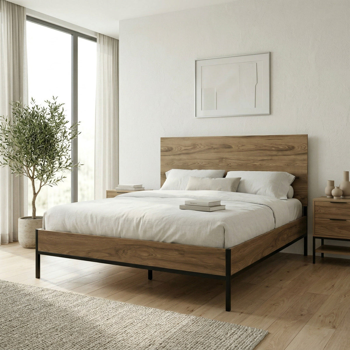 Mars Bed Frame Whiskey Oak Finish L 206.5 cm