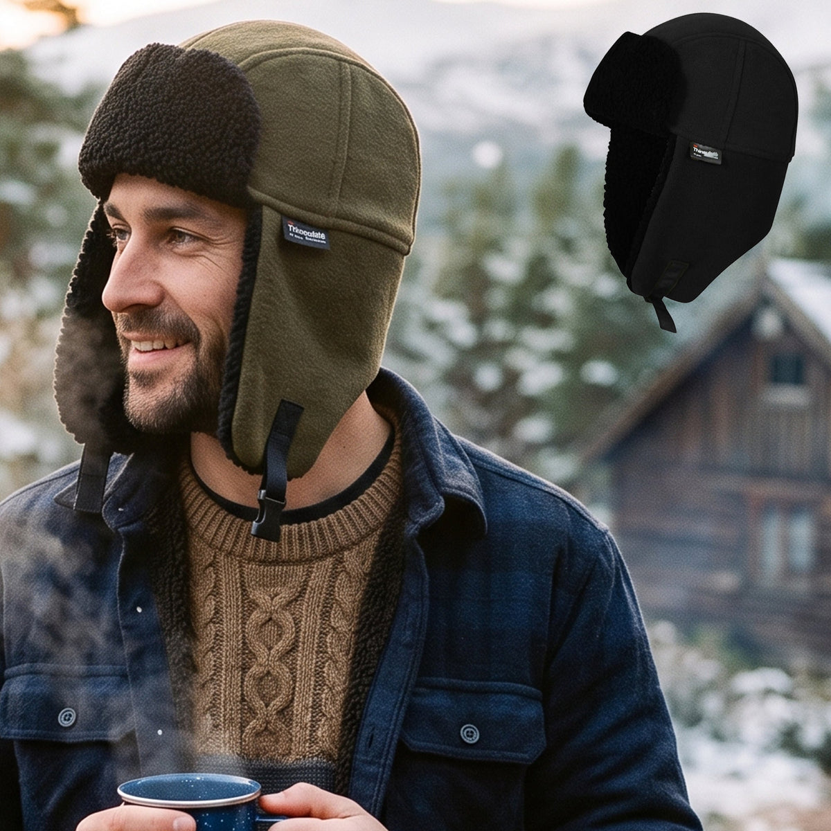 Adults Waterproof Fur Lined Thermal Bomber Trapper Hat