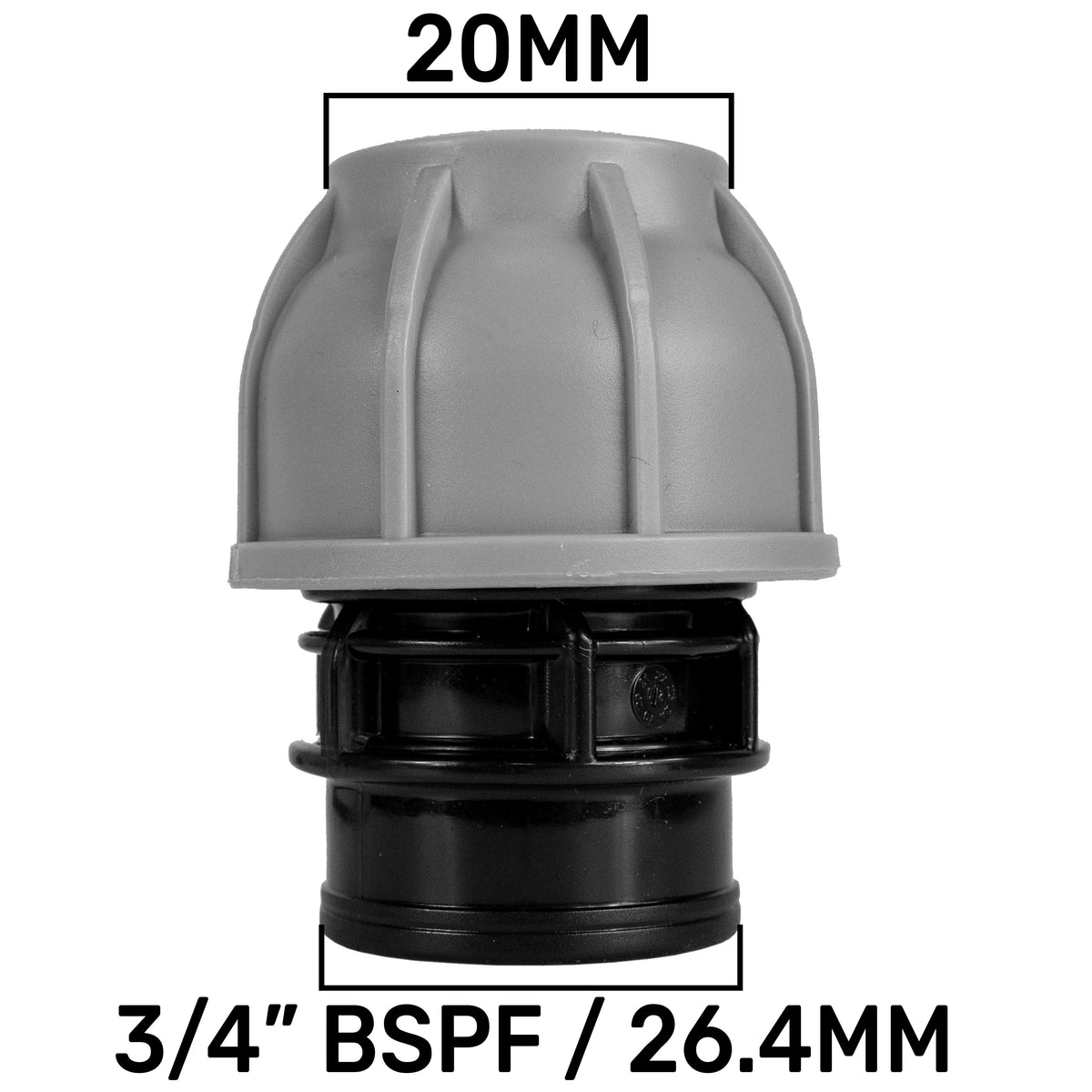 20mm MDPE Straight with In-Line BSPM Valve and 19mm Brass Barb