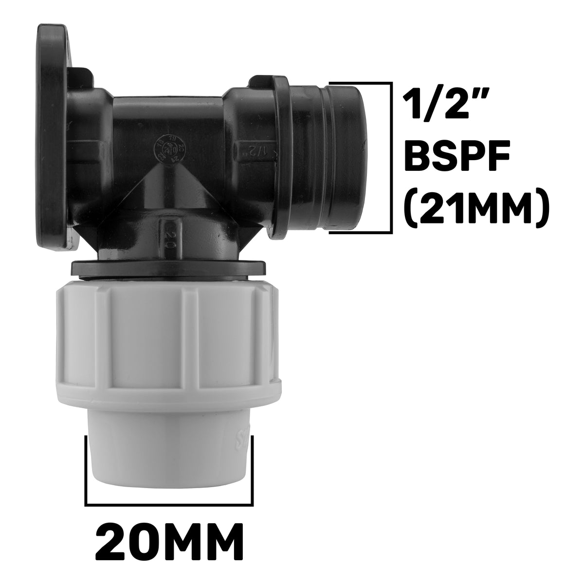 Wall Flange Kit 20mm MDPE - Lever Tap with Hose Barb and Side Lock