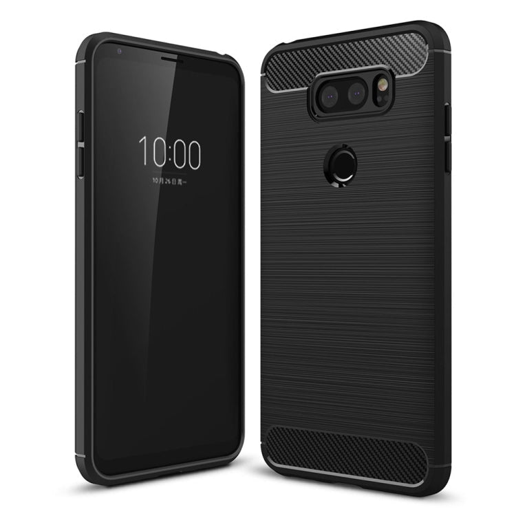 For LG V30 Brushed Texture Carbon Fiber Shockproof TPU Rugged Armor Protective Case, For LG V30