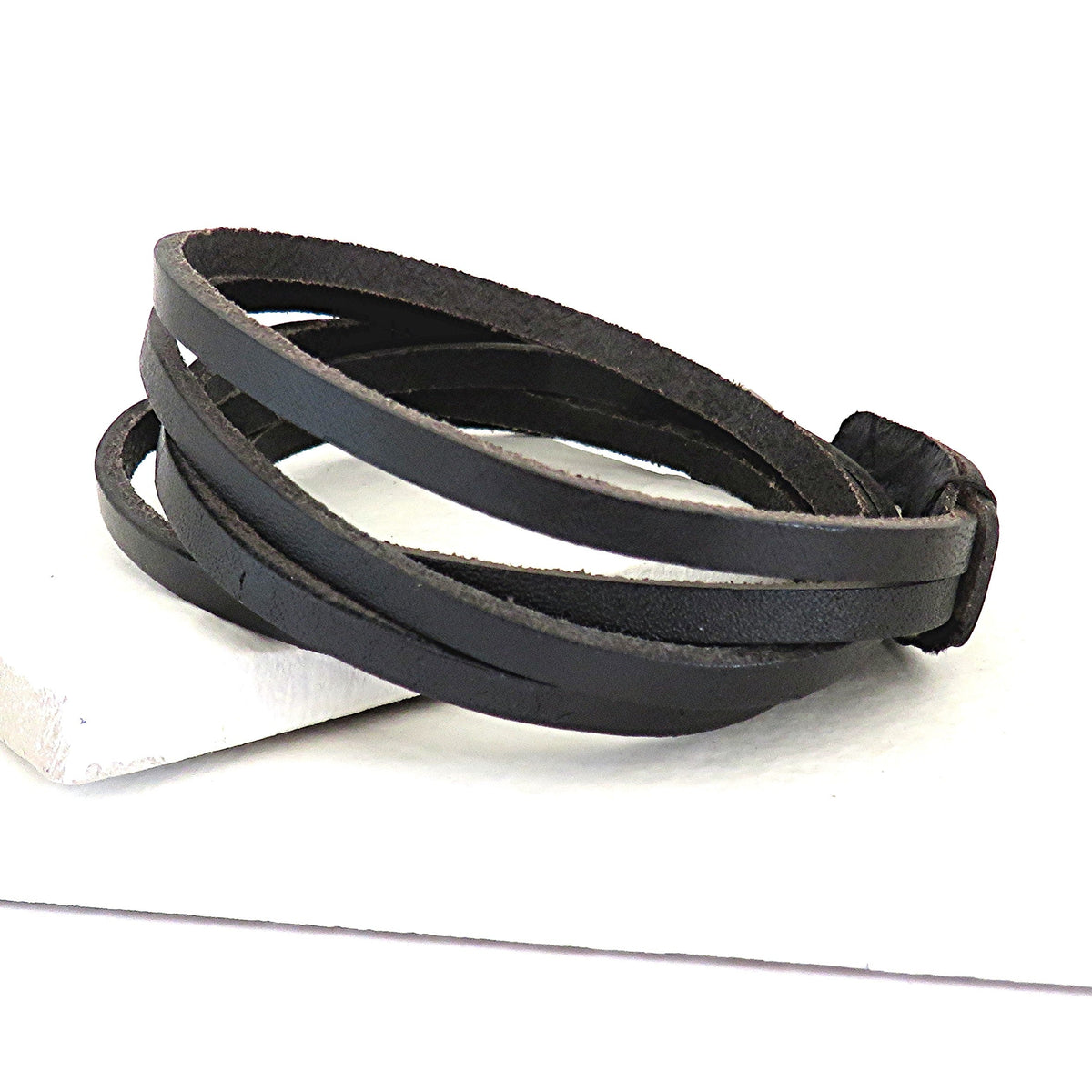Personalised Men's Brown Leather Wrap Bracelet