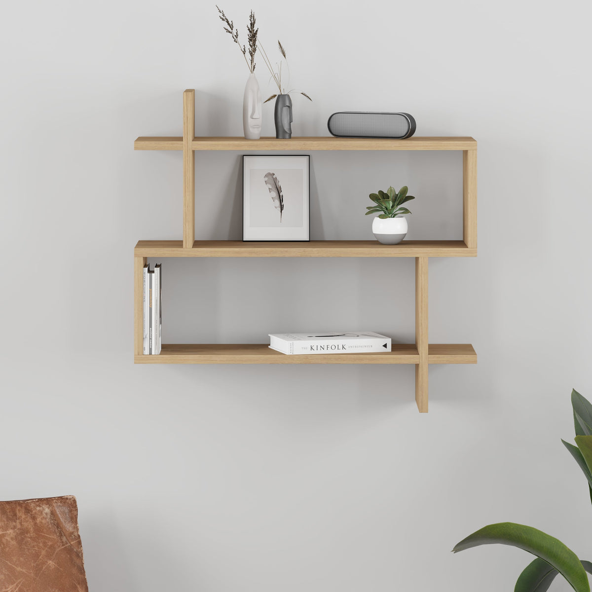 Paralel Wall Bookcase 70cm – 2-Tier Wall Mounted Bookcase Display Unit