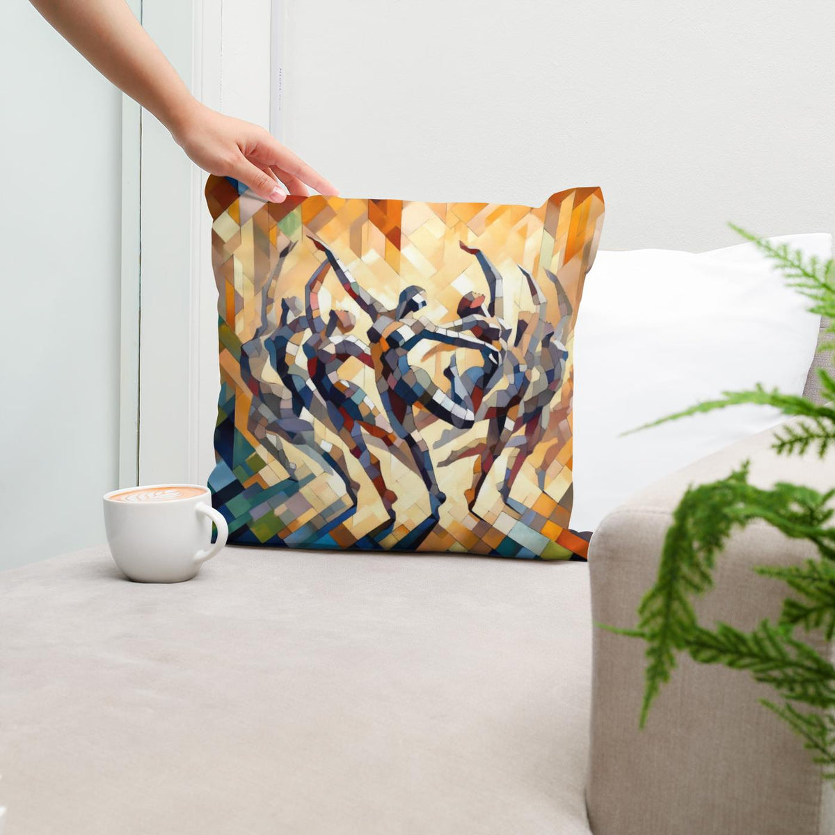 Rhythmic Dance Abstract Cotton Cushion