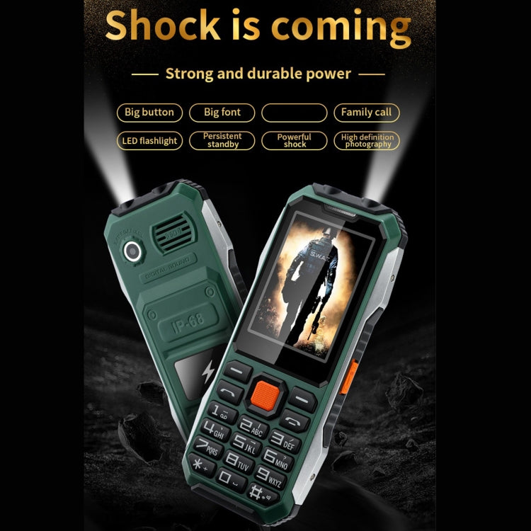 Waterproof Shockproof Dustproof, 6800mAh Battery, 2.4 inch, 21 Keys, LED Flashlight, FM, SOS, Dual SIM, Network: 4G
