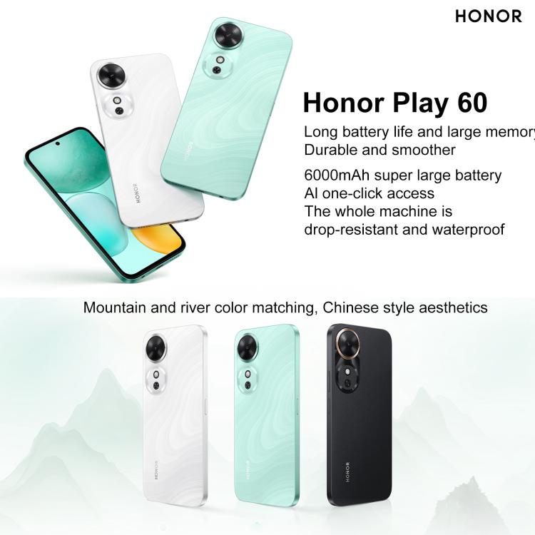 Honor Play 60, 6GB+128GB, Side Fingerprint, 6.61 inch MagicOS 9.0 Dimensity 6300 Octa Core, Network: 5G, OTG, Play 60, 6GB+128GB, 6GB+128GB