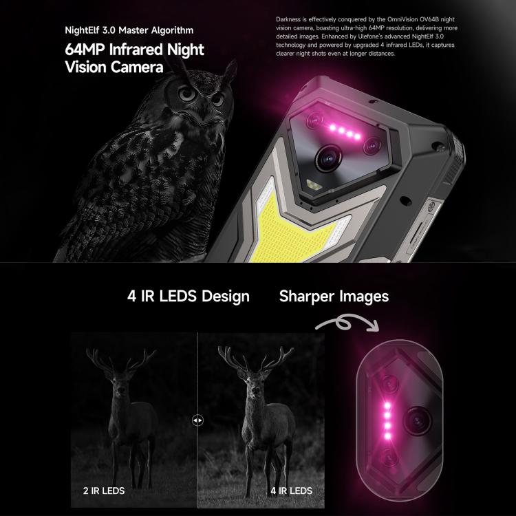 Ulefone Armor 34+, 16GB+512GB, Night Vision, IP68/IP69K Rugged Phone, 6.95 inch Android 15 MediaTek Dimensity 7400X Octa Core, Network: 5G, NFC, OTG, Armor 34+
