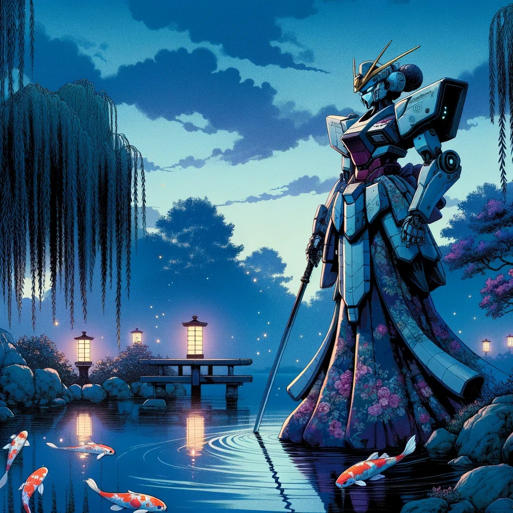 Mecha Geisha at Dusk Canvas