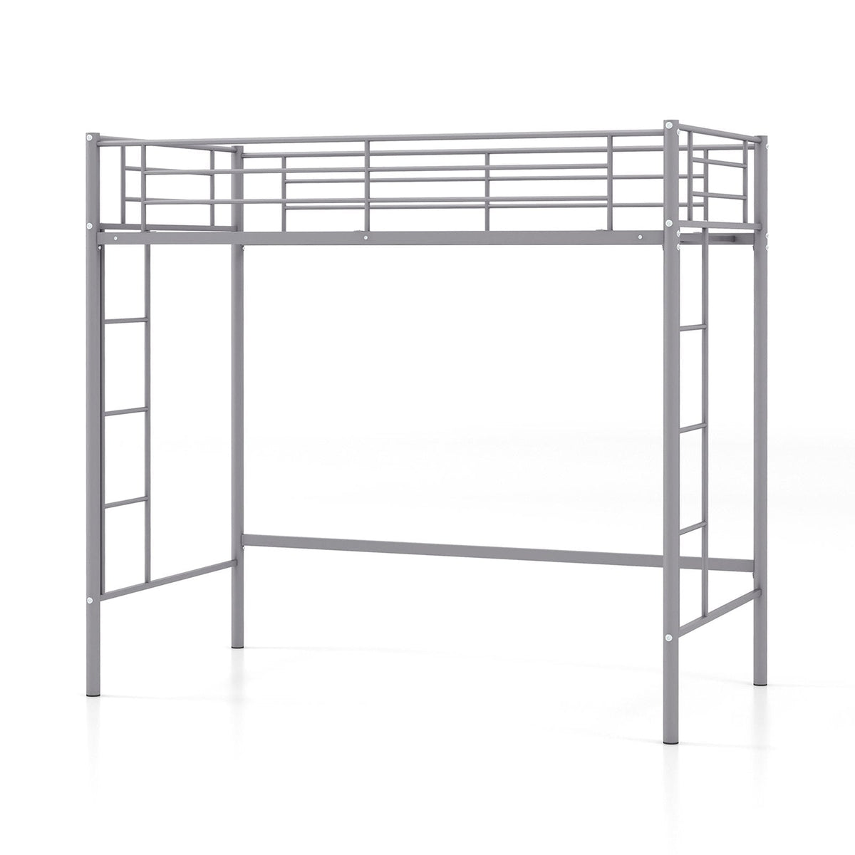 Metal Space-saving Loft Bed Frame with Full-length Safety Guardrail-Black