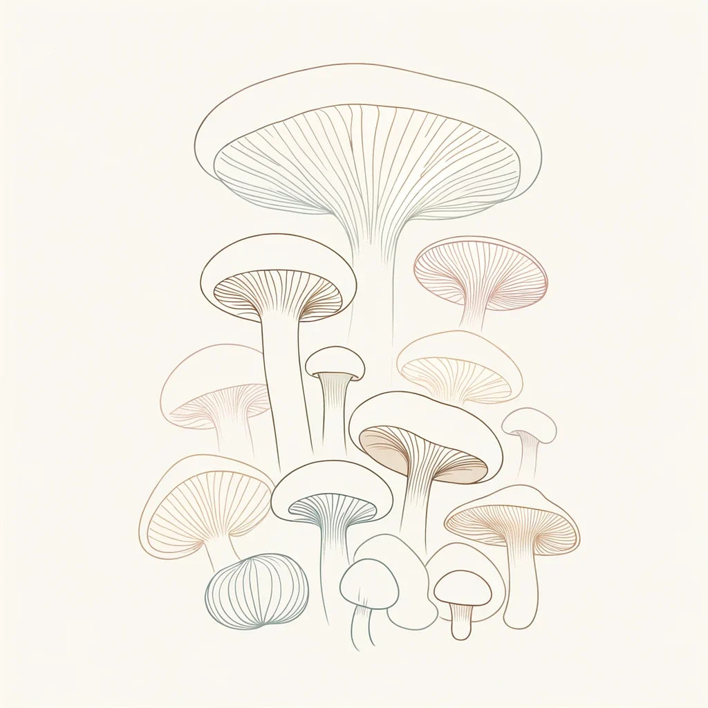 Minimalist Mushroom Medley Canvas