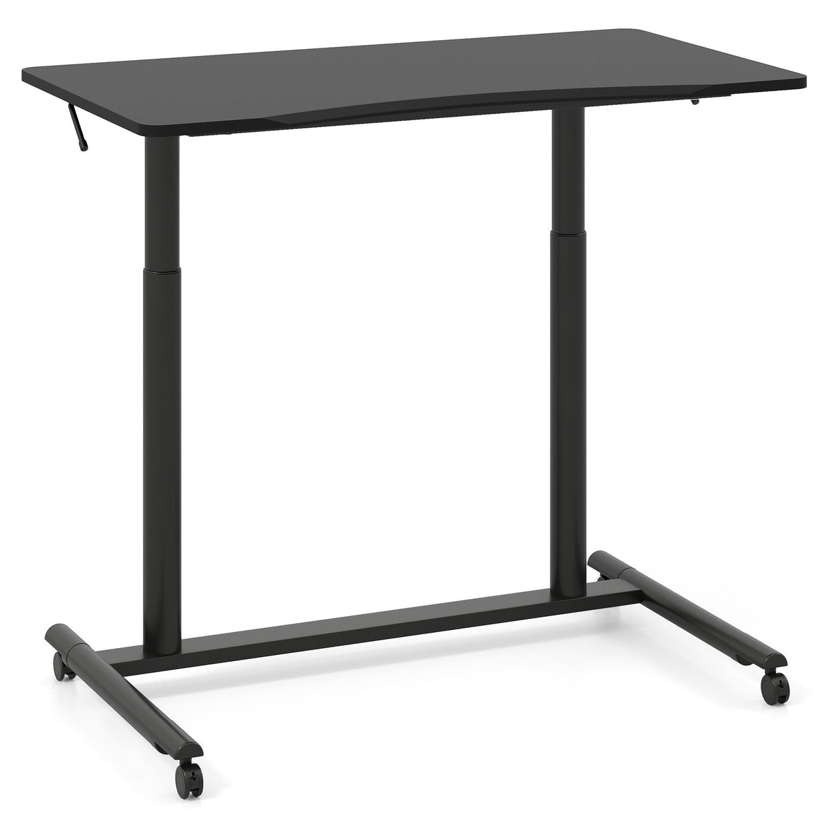 C-Shaped Mobile Standing Desk with Adjustable Height and Lockable Wheels-Black