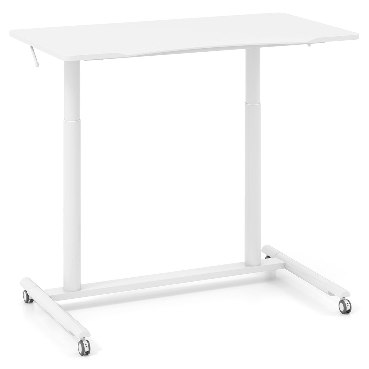 C-Shaped Mobile Standing Desk with Adjustable Height and Lockable Wheels-Black
