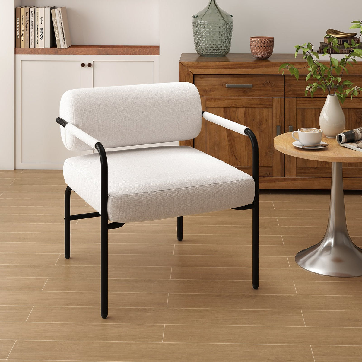 Modern Leisure Chair Velvet Upholstered Accent Chair-White
