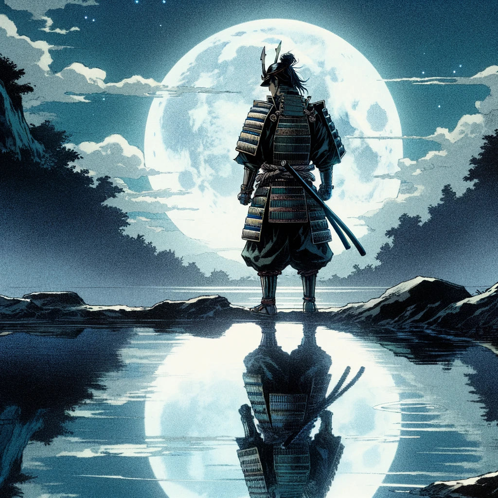 Moonlit Samurai Reflection Canvas