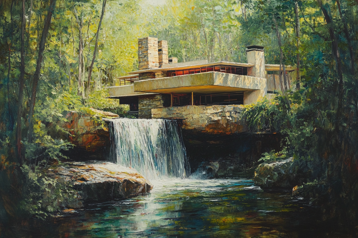 Mystical Midday Fallingwater Canvas