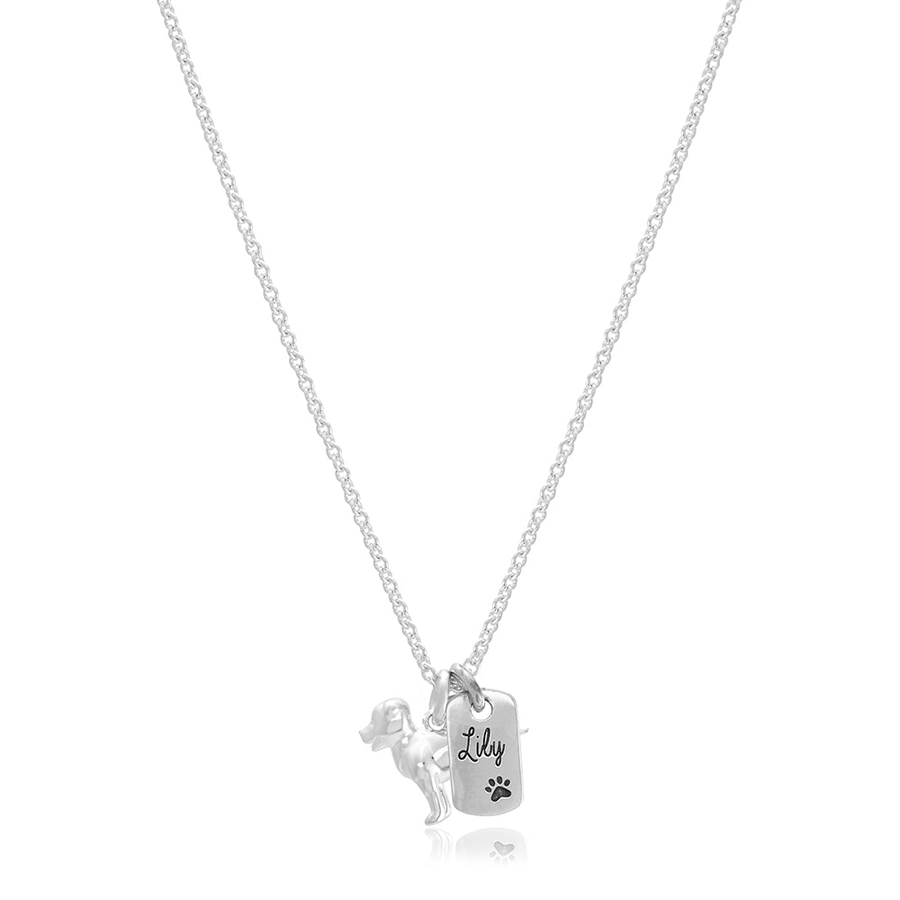 Staffordshire Bull Terrier Personalised Silver Dog Tag Necklace
