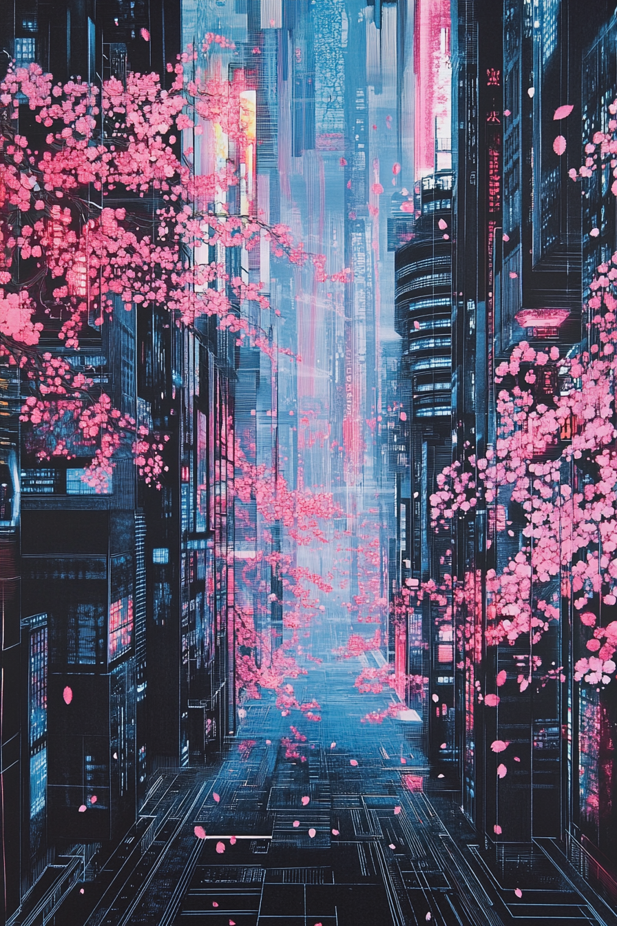 Neon Cyberspace Canvas