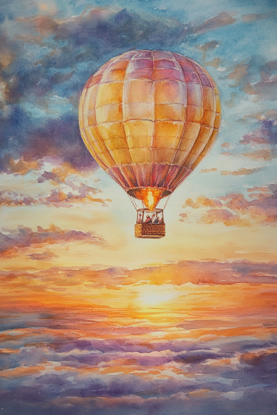 Nostalgic Sunset Balloon Canvas
