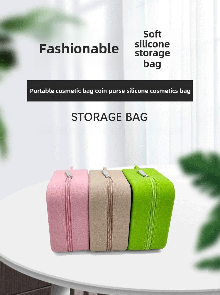 Large-Capacity Lightweight Data Cable Power Bank Storage Creative Makeup Bag Silicone Travel Storage Bag Toiletries