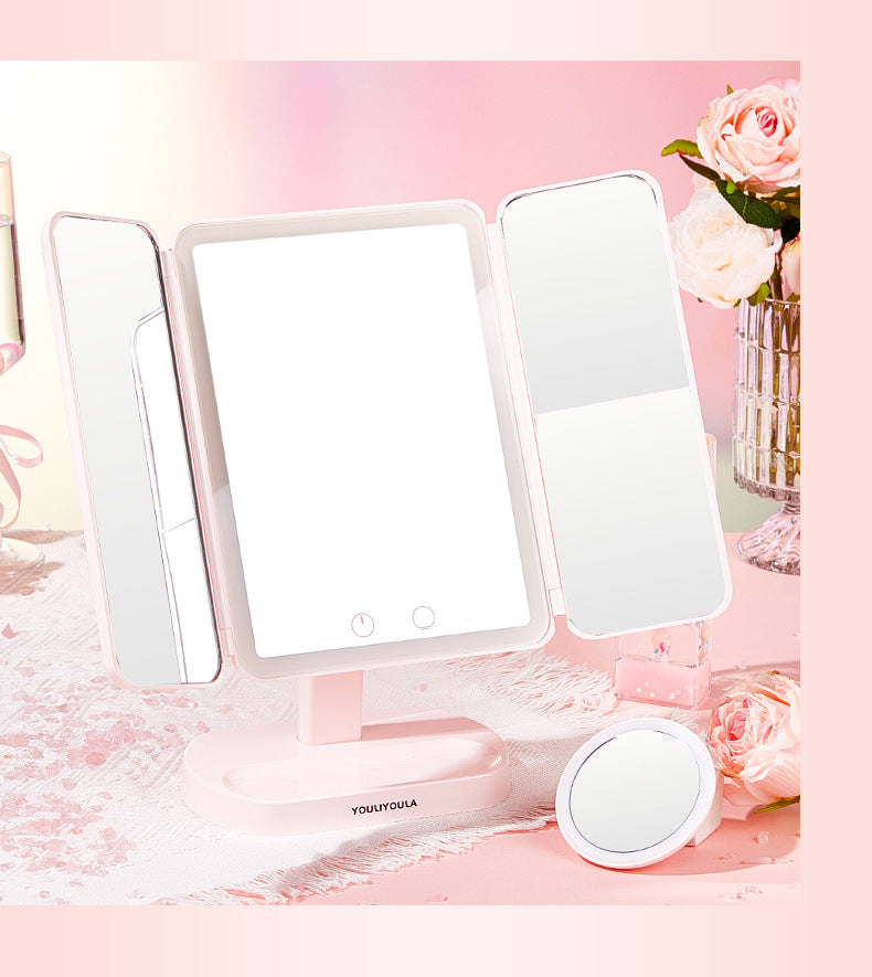 Led Makeup Mirror with Lamp Desktop Desktop Makeup Shell Mirror Holiday Gift for Girlfriend Dressing Mirror
