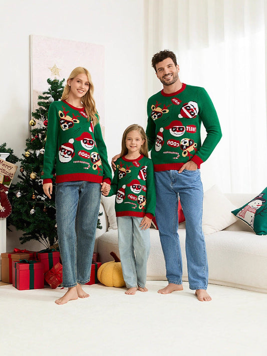 Amazon's New Christmas Sweater Parent-Child Suit European and American Style Christmas Family Knitted Sweater Ready for Sale