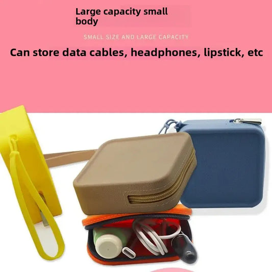 Square Silicone Makeup Storage Box Coin Purse Light Luxury Storage Multi-Purpose Small Closed Portable Storage Bag