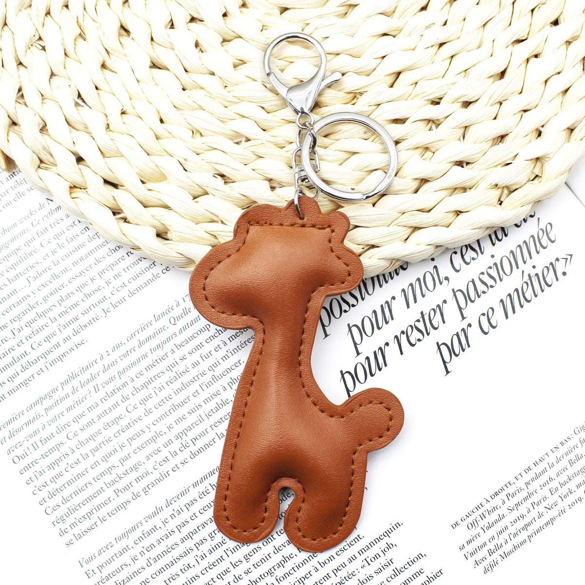 Ins Wind Cloud Lightning Summer Panda Giraffe Fruit Pu Printed Leather Pendant Keychain Bag Hanging