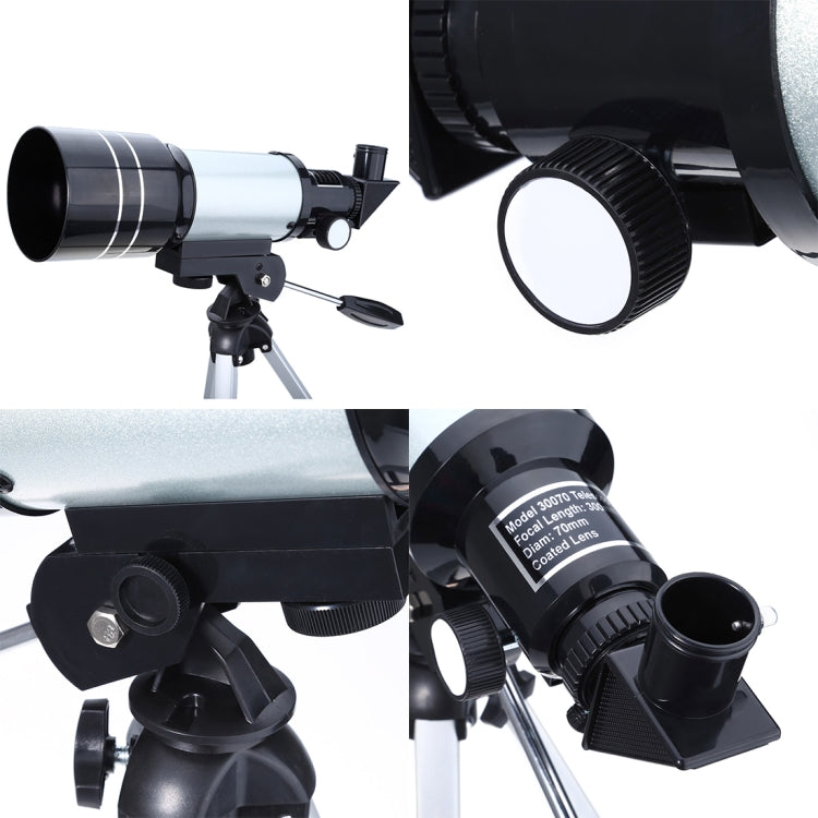 F30070M Portable Professional High Definition High Times Espace Astronomical Telescope Spotting Scope with Tripod(Silver), F30070M