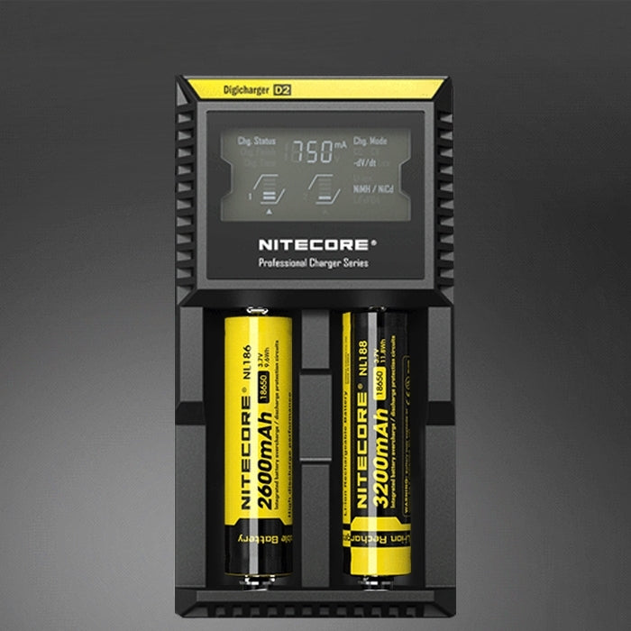 Nitecore D2 Intelligent Digi Smart Charger with LED Indicator for 14500, 16340 (RCR123), 18650, 22650, 26650, Ni-MH and Ni-Cd (AA, AAA) Battery, D2